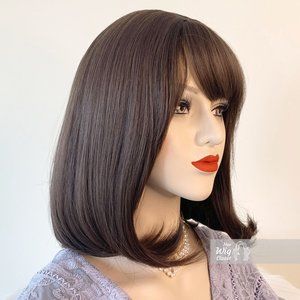 14" Ash Brown Bob Wig with Bangs | Mothers Day Gift | Resse